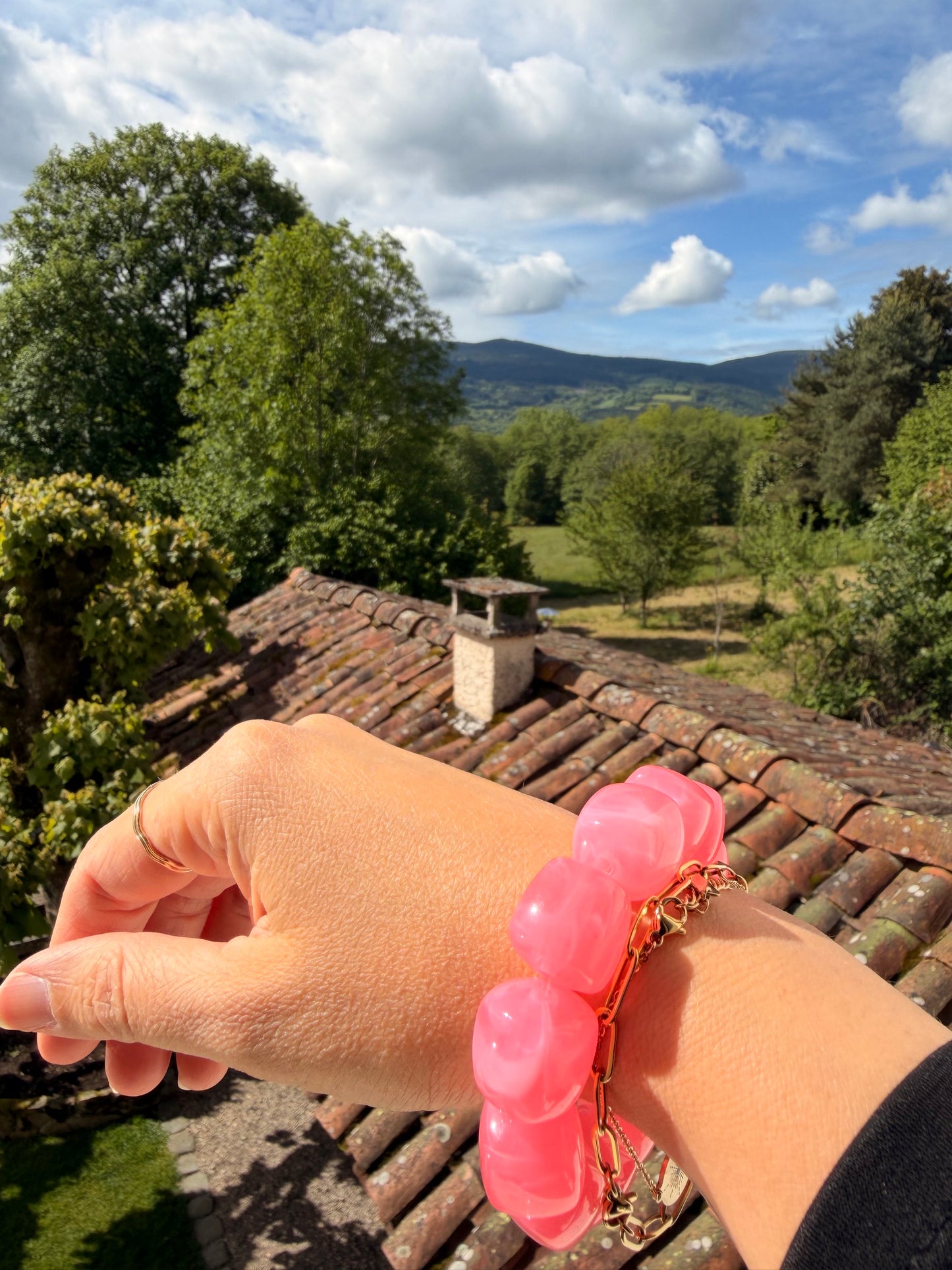Bracelet cube - Rose Vif